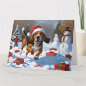 Treeing Walker Coonhound Snow met kerst Pet Kaart (Voorkant)