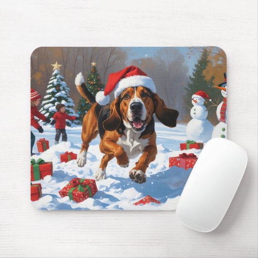 Treeing Walker Coonhound Snow met kerst Pet Muismat (Met muis)