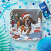Treeing Walker Coonhound Snow met kerst Pet Papieren Bordje (Feest)