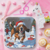 Treeing Walker Coonhound Snow met kerst Pet Papieren Bordje (Feest)