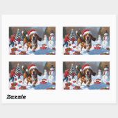 Treeing Walker Coonhound Snow met kerst Pet Rechthoekige Sticker (Vel)