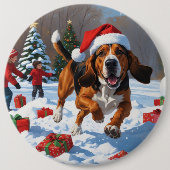 Treeing Walker Coonhound Snow met kerst Pet Ronde Button 6,0 Cm (Voorkant)