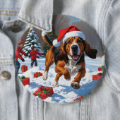 Treeing Walker Coonhound Snow met kerst Pet Ronde Button 6,0 Cm (In situ)