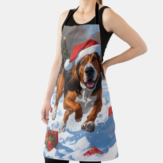 Treeing Walker Coonhound Snow met kerst Pet Schort (Insitu)