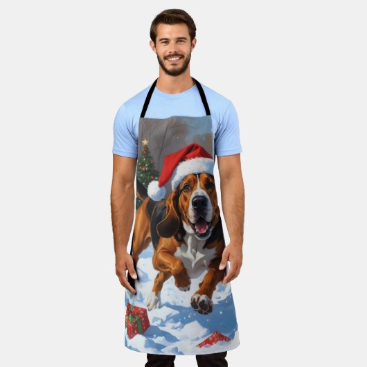 Treeing Walker Coonhound Snow met kerst Pet Schort (Gedragen)