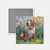 Treeing Walker Coonhound Spring Flowers Painting Magneet (Voorkant / Achterkant)