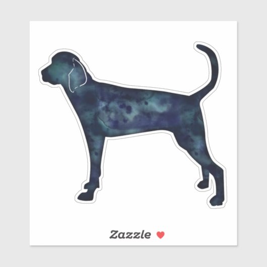 Treeing Walker Coonhound Waterverf Silhouette Sticker (Vel)