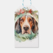 Treeing Walker Kerstkrans Feestelijke Pup Cadeaulabel (Achterkant)