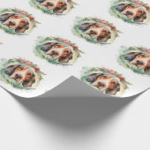 Treeing Walker Kerstkrans Feestelijke Pup Cadeaupapier (Hoek)