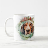 Treeing Walker Kerstkrans Feestelijke Pup Koffiemok (Links)