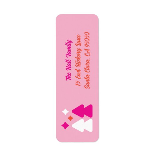 Trees and Twinkles Pink Return Address Label (Voorkant)