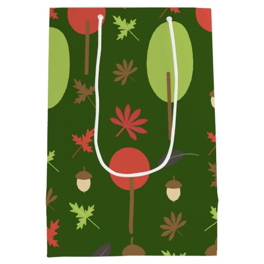 Trees Autumn Herfst Acorn Leaves Medium Cadeauzakje (Achterkant)