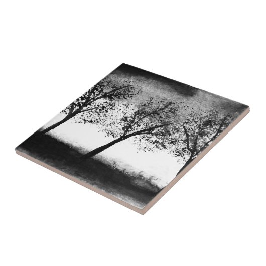 Trees Black rustic Natuur waterverf Tegeltje (Zijkant)