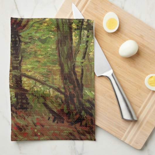 Trees en Undergrowth door Vincent van Gogh Theedoek (Quarter Fold)