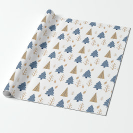 Trees in Blue and Gold Cadeaupapier
