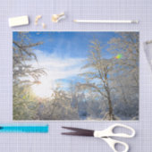 Trees Winter Snow Covered Blue Sky Clouds Scenery Tissuepapier (Craft)