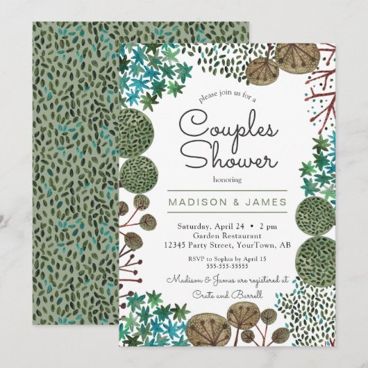 Trees Woodland Forest Couples Shower | Uitnodiging (Voorkant / Achterkant)