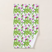 Trèfles rouges avec feuilles vertes (Serviette à main)