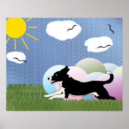 Treibball - Cartoon Happy Dog and Balls v4 Poster