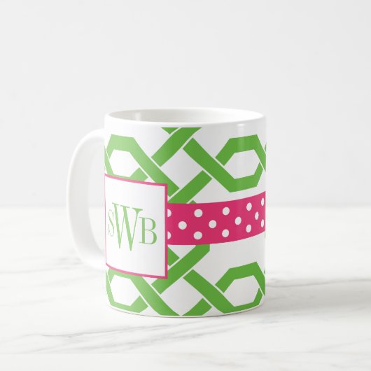 Treillis et graine Monogramme Mug (Devant gauche)
