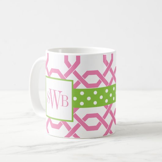 Treillis et graine Monogramme Mug (Devant gauche)