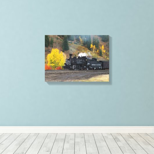 Trein aankomt in Silverton, Verenigde Staten Canvas Afdruk (Insitu (Houten vloer))