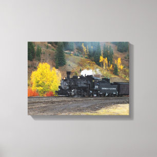 Trein aankomt in Silverton, Verenigde Staten Canvas Afdruk