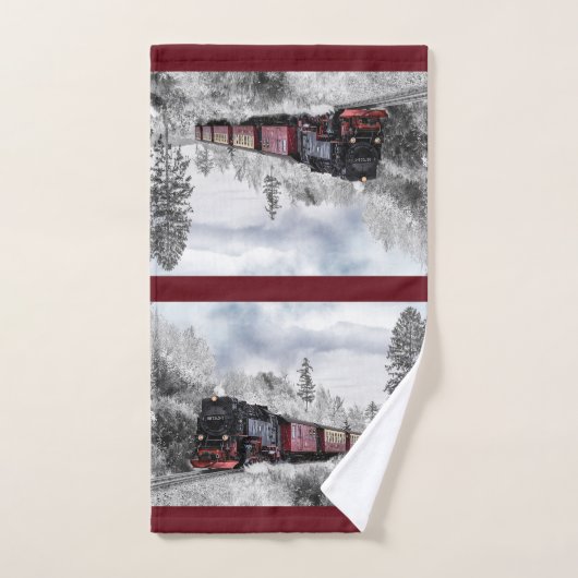 trein door het winterlandschap bad handdoek (Handdoek)