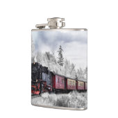 trein door het winterlandschap heupfles (Links)