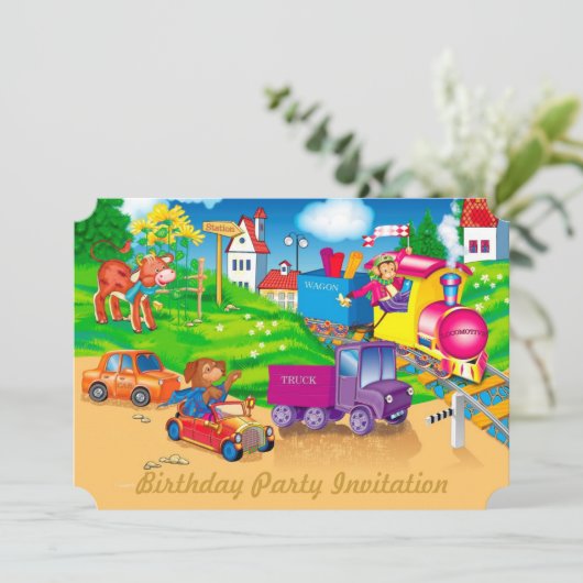 trein en auto kaart (Staand voorkant)