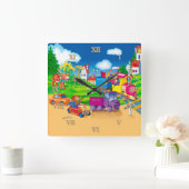 trein en auto vierkante klok (Huis)