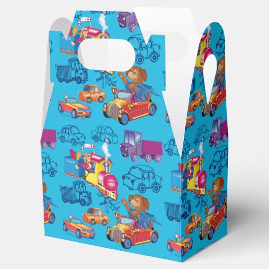 trein en auto voor de jongen bedankdoosjes (Geopend)