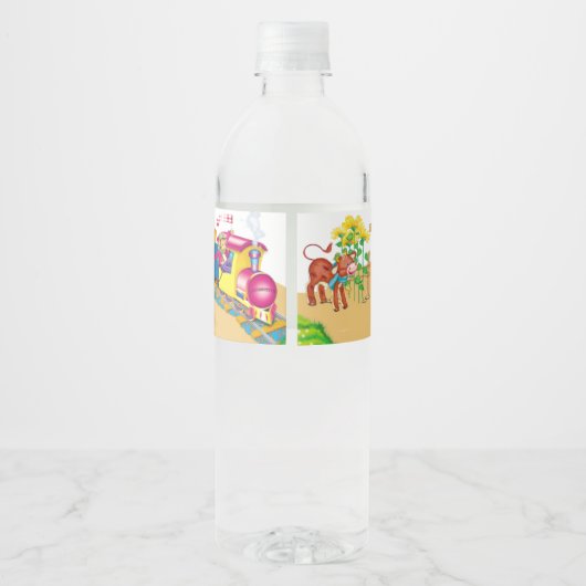 trein en auto waterfles etiket (Achterkant)