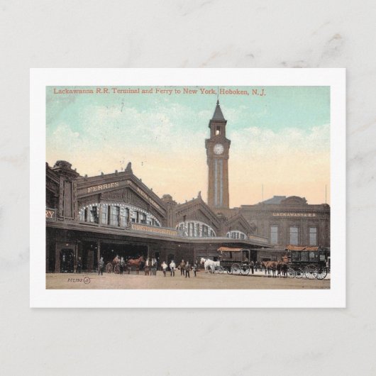 Trein- en veerbootterminal, Hoboken, NJ 1912 Vinta Briefkaart (Voorkant)