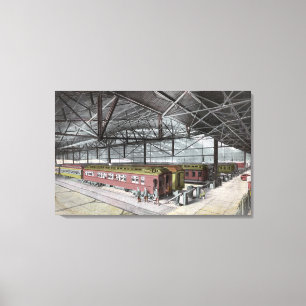 Trein geplaatst op station van de Unie Canvas Afdruk
