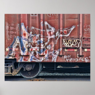 Trein Graffiti Grunge Kleurrijke Straatkunst Stede Poster