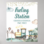 Trein Jongen Verjaardag Brandstof Station Teken Poster (Voorkant)