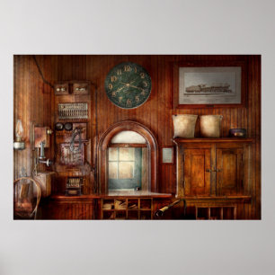 Trein - Kantoor - het venster van de kaarthouders Poster