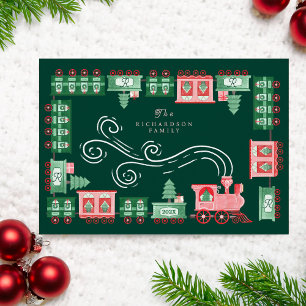 Trein Kerstboom Levering Monogram Feestdagenkaart