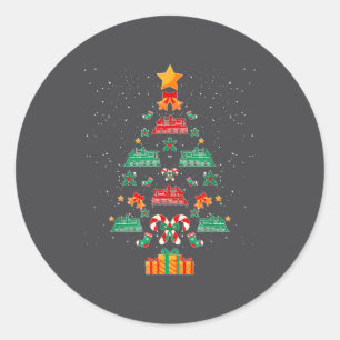 Trein Locomotief Oude Trein Kerstboom Ronde Sticker