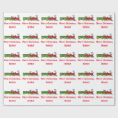 Trein met kerstnaam  cadeaupapier (Vlak)