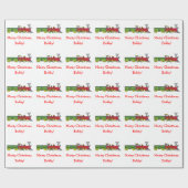 Trein met kerstnaam  cadeaupapier (Vlak)