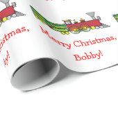 Trein met kerstnaam  cadeaupapier (Rol Hoek)