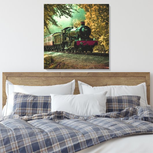 Trein met oprolmechanisme  aftakkleppen canvas afdruk (Insitu (Slaapkamer))