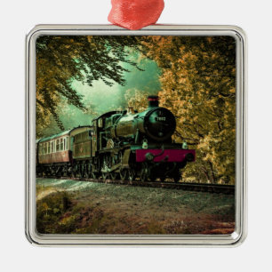 Trein met oprolmechanisme aftakkleppen metalen ornament
