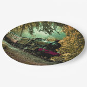 Trein met oprolmechanisme aftakkleppen papieren bordje (Gekanteld)