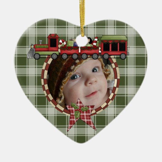 Trein op Plaid Holiday Keepsake Ornament (Voorkant)
