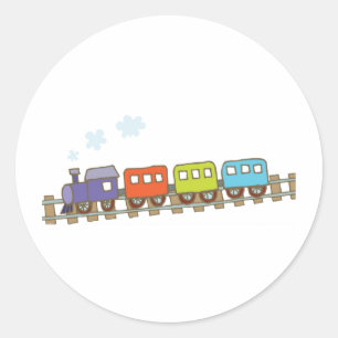 Trein op spoor ronde sticker