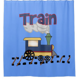 Trein op spoor van Kinder transportlocomotief Douchegordijn