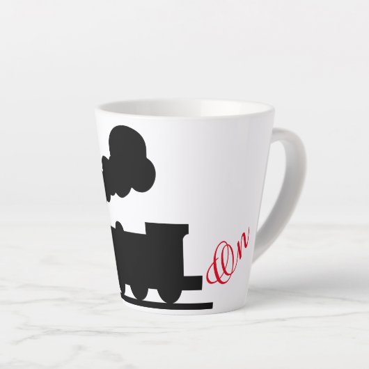 Trein "rijden op" latte mok (Rechterhoek)